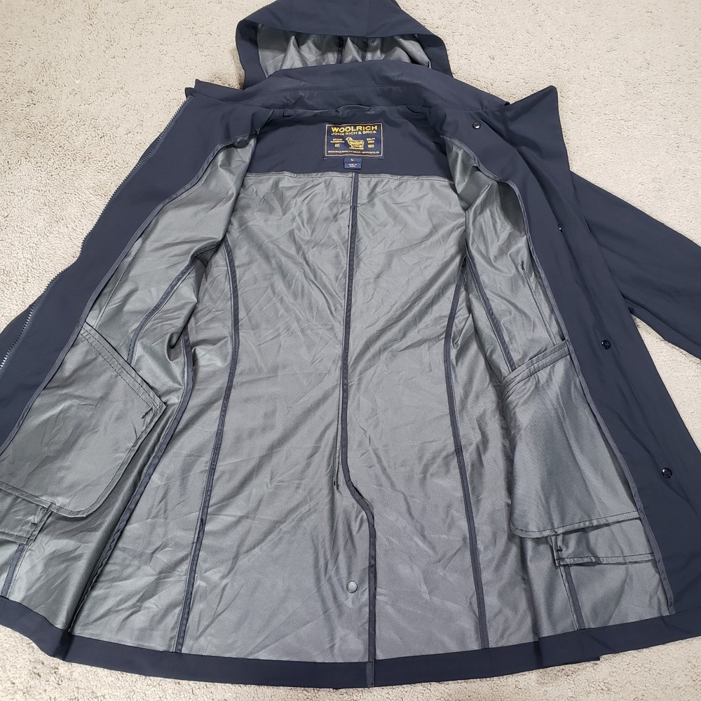 Woolrich Fayette Tech Trench Coat Womens Large L Black Waterproof Hooded Rain - Picture 8 of 16